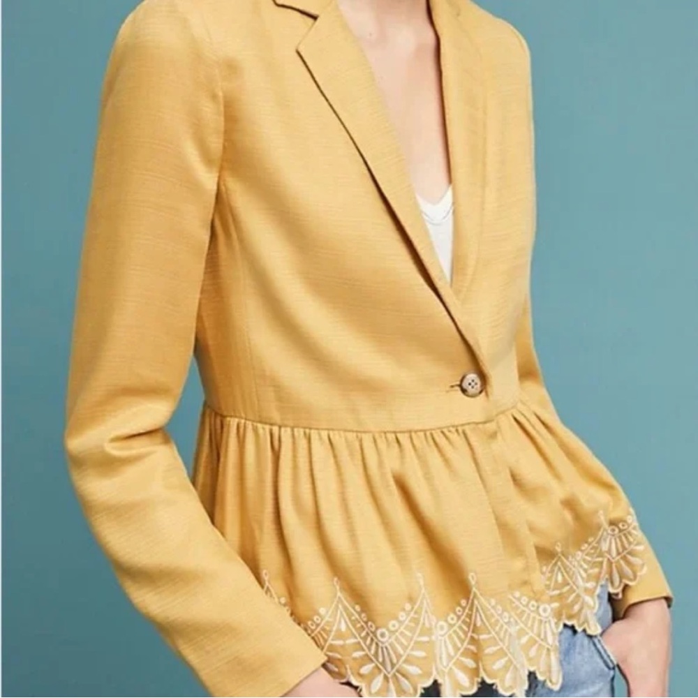 NWT Muted Mustard Anthropologie Peplum Jacket